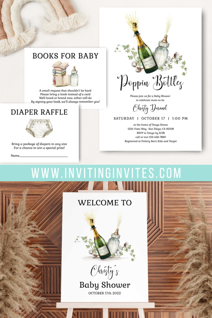 Poppin Bottles baby shower invitation