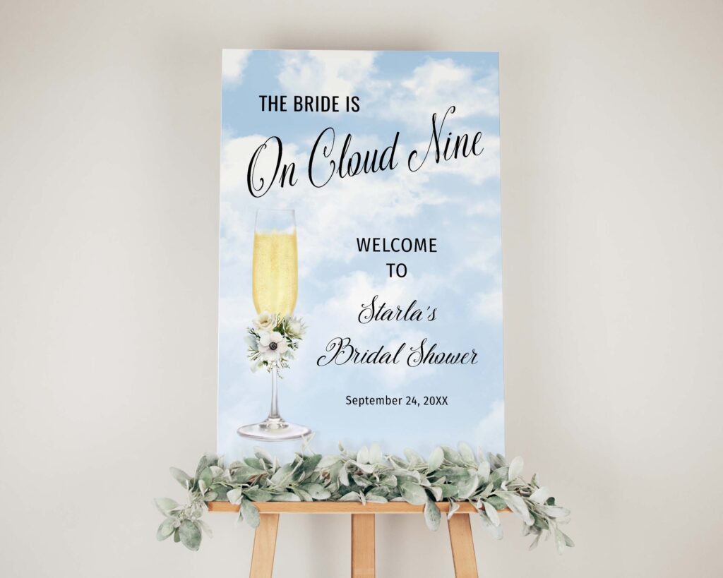 On Cloud Nine Welcome Sign for bridal shower